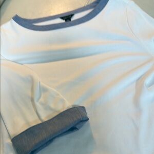 Nautica White and Blue Long Sleeve Tee